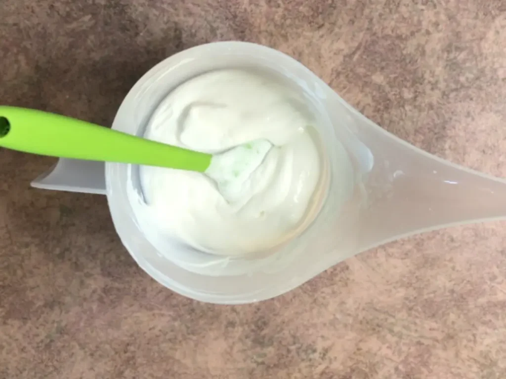 lotion in pouring container that is deep for mixing