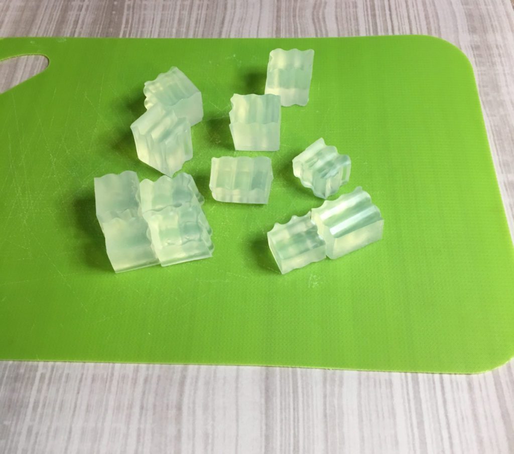 melt and pour soap cut into 1 inch chunks