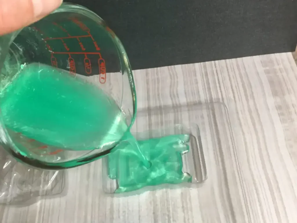 pouring melt and pour soap into mold
