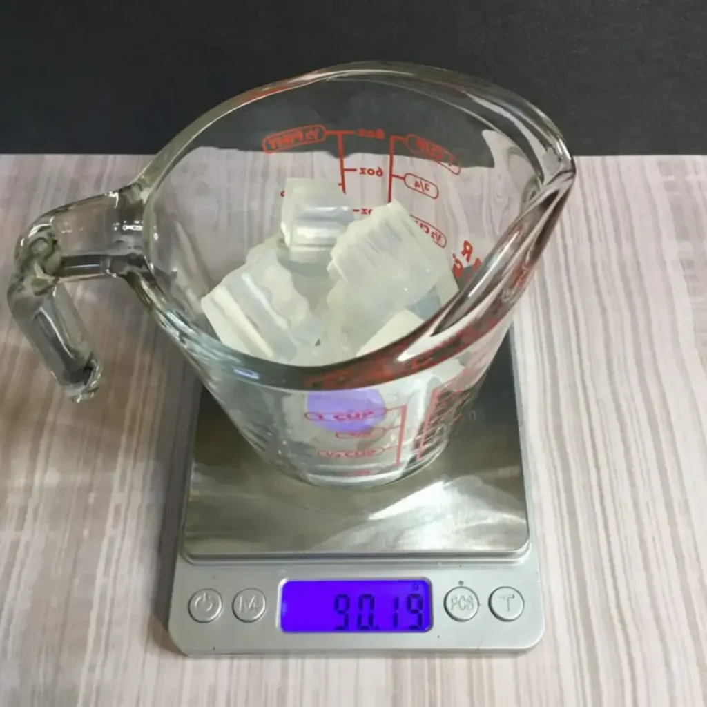 weighing soap base