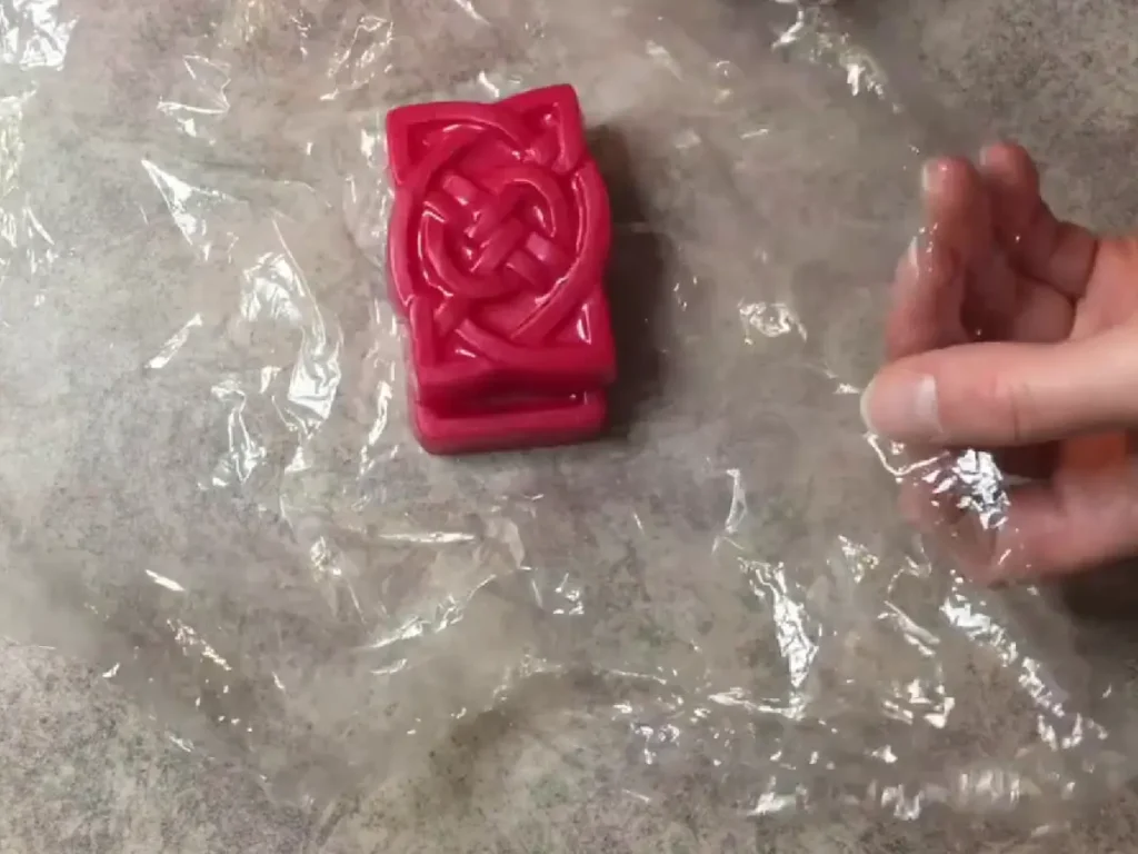 wrapping soap in plastic wrap