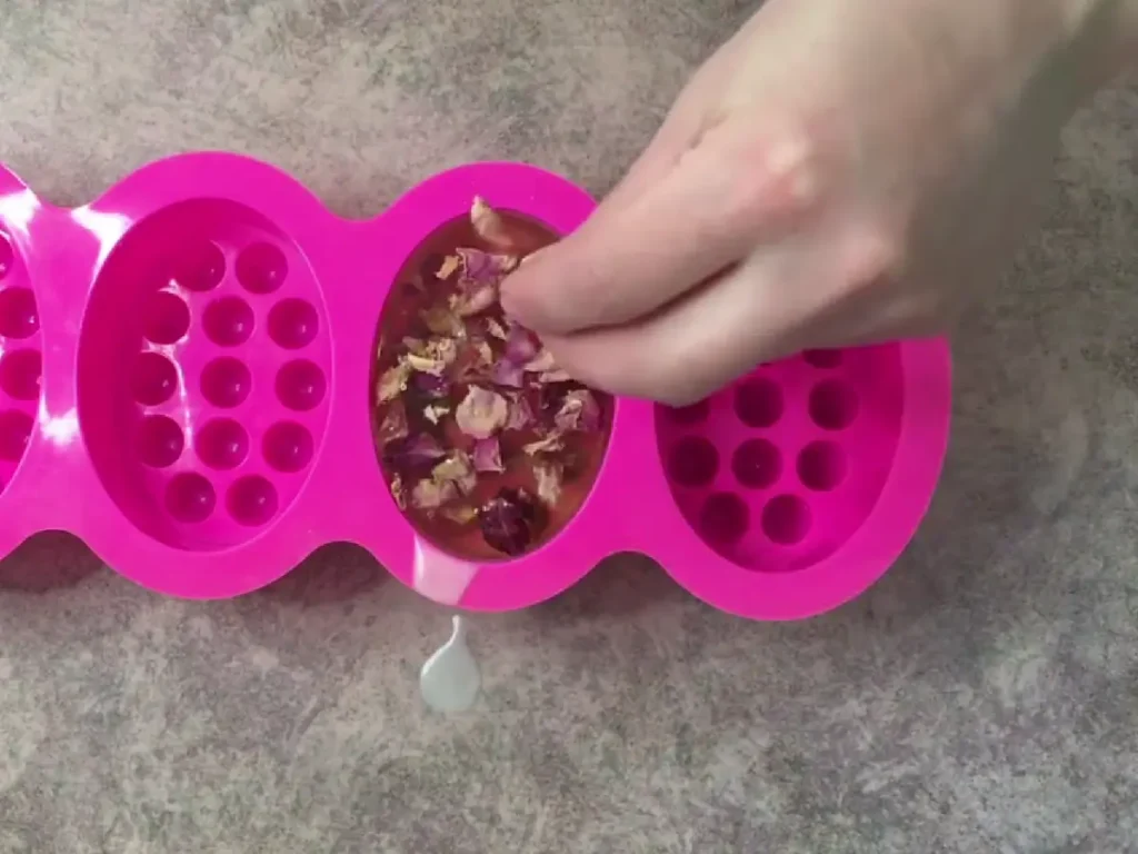 adding rose petals to massage bar
