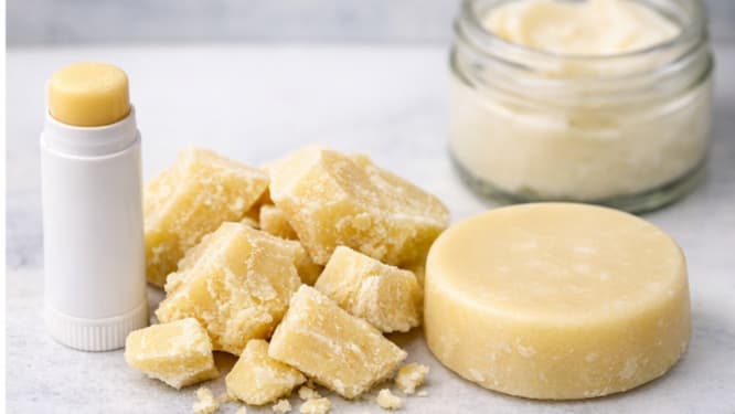cocoa butter used in homemade lip balm and lotion bars
