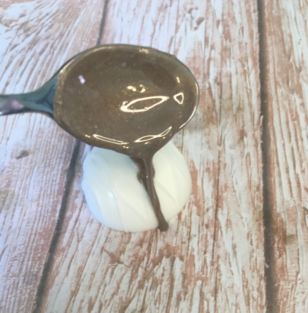drizzling soap on melt and pour truffle