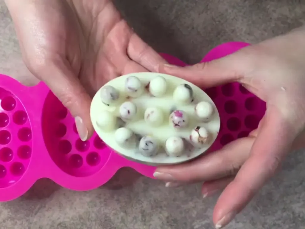 finished rose petal massage bar