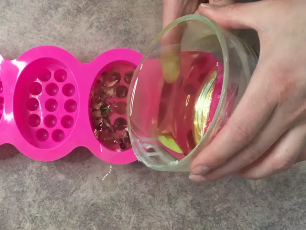 pouring massage bars into mold
