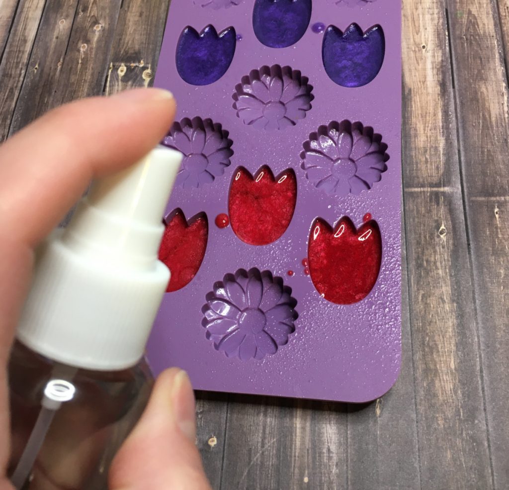 spraying red embeds to pop bubbles