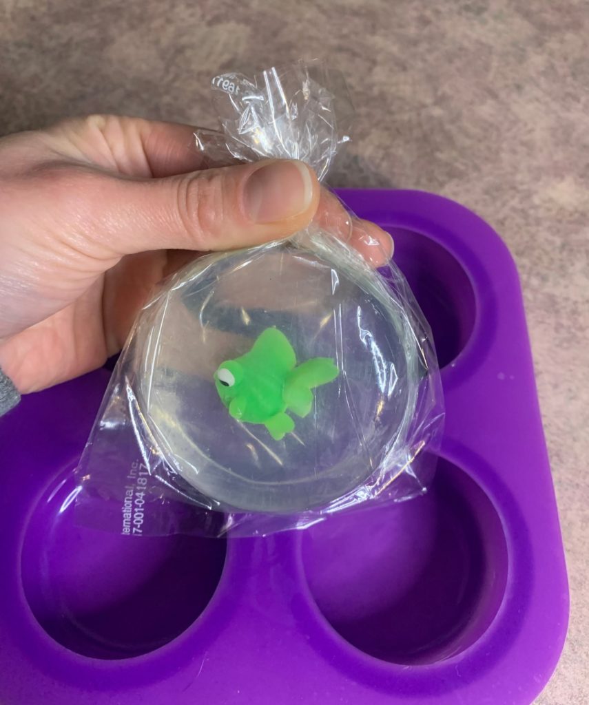 putting fish soap into a bag