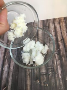 adding shea butter and coconut oil