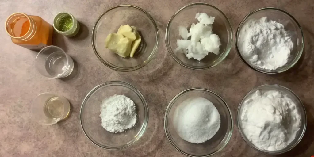 ingredients to make a bubble bar