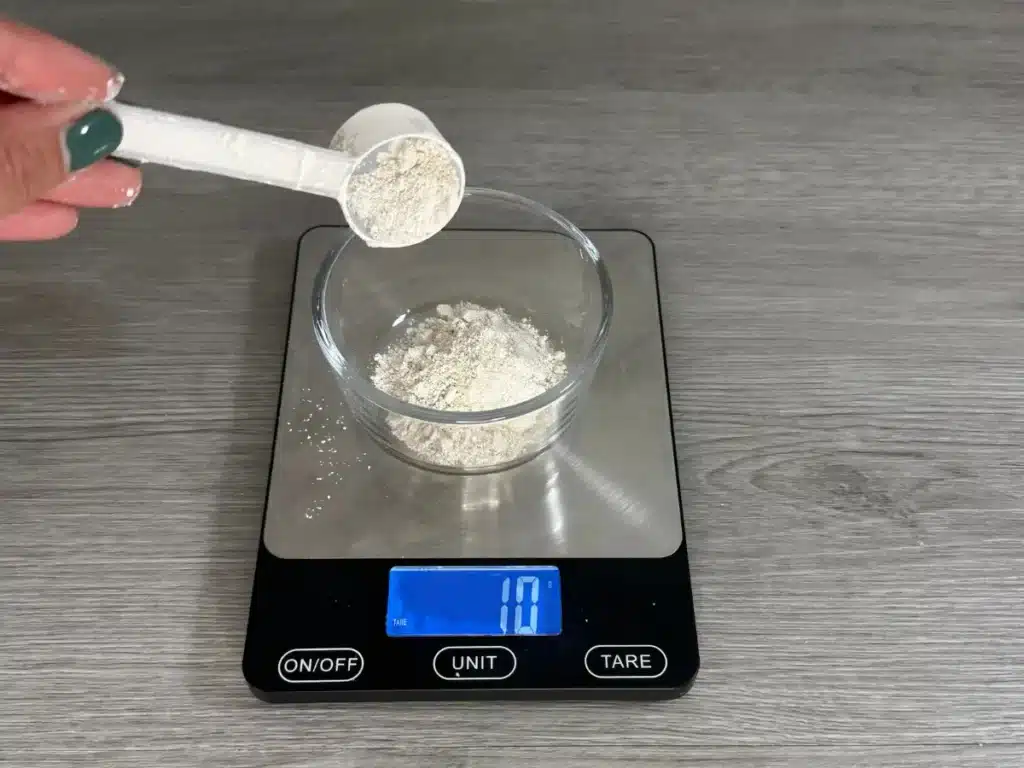 weighing ingredients for face wash