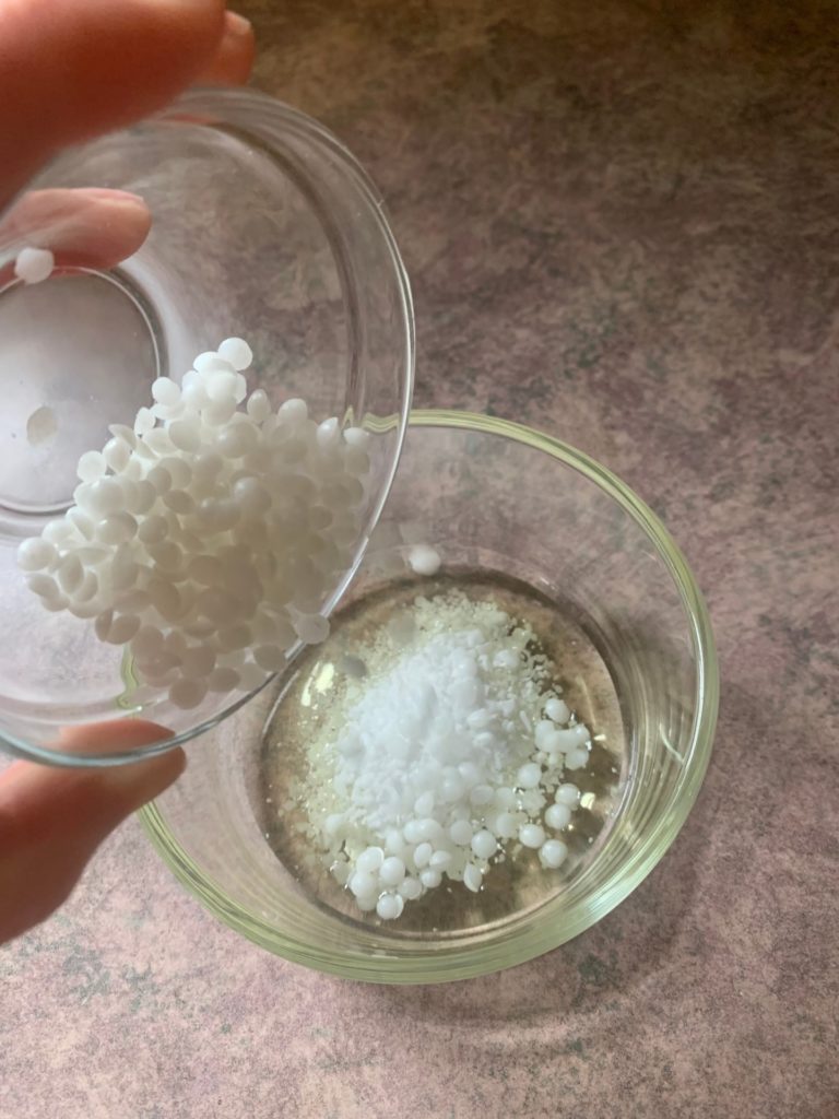 adding oil phase ingredients together to make a lotion