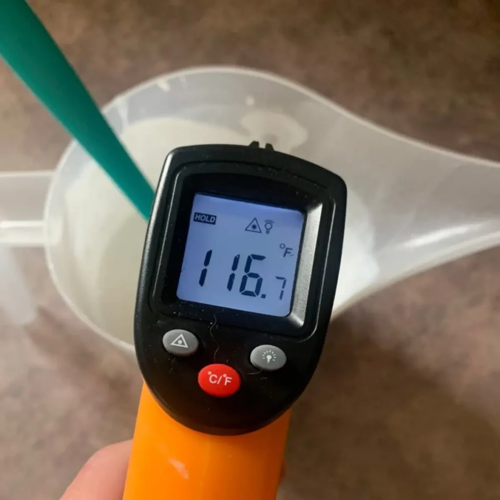 checking lotion temperature its 116.7F