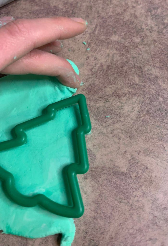cutting out bubble bar with a cookie cutter