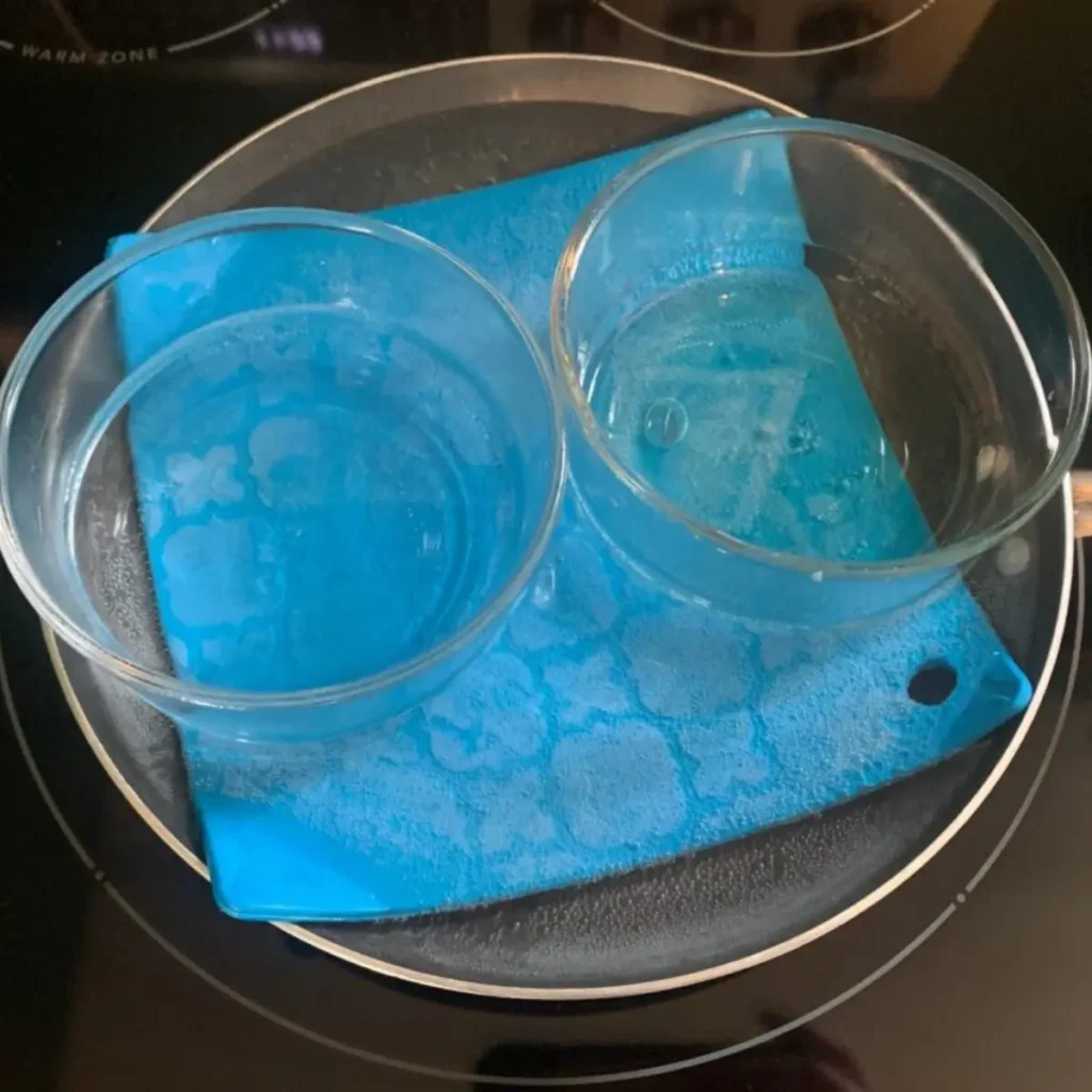 melted water and oil phase on double boiler