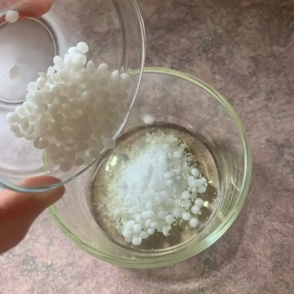 putting oil phase ingredients into a heat safe container