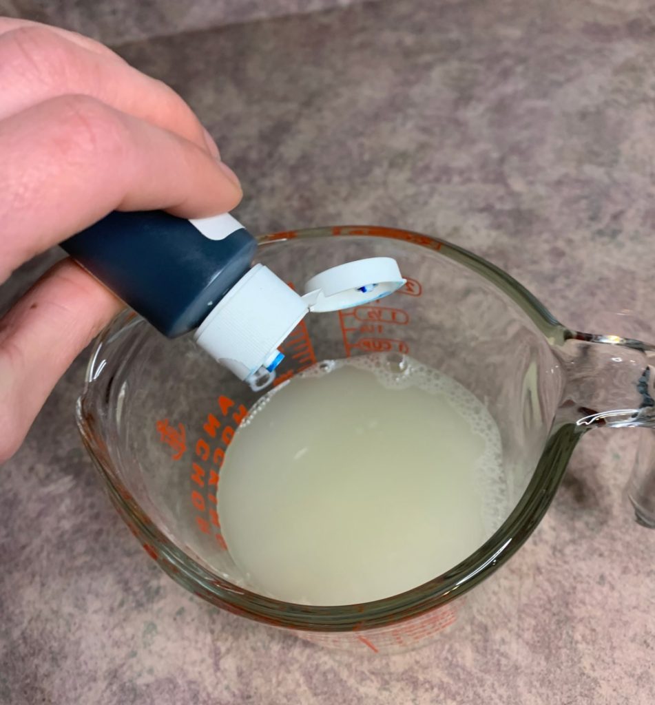 adding colorant to foaming hand wash