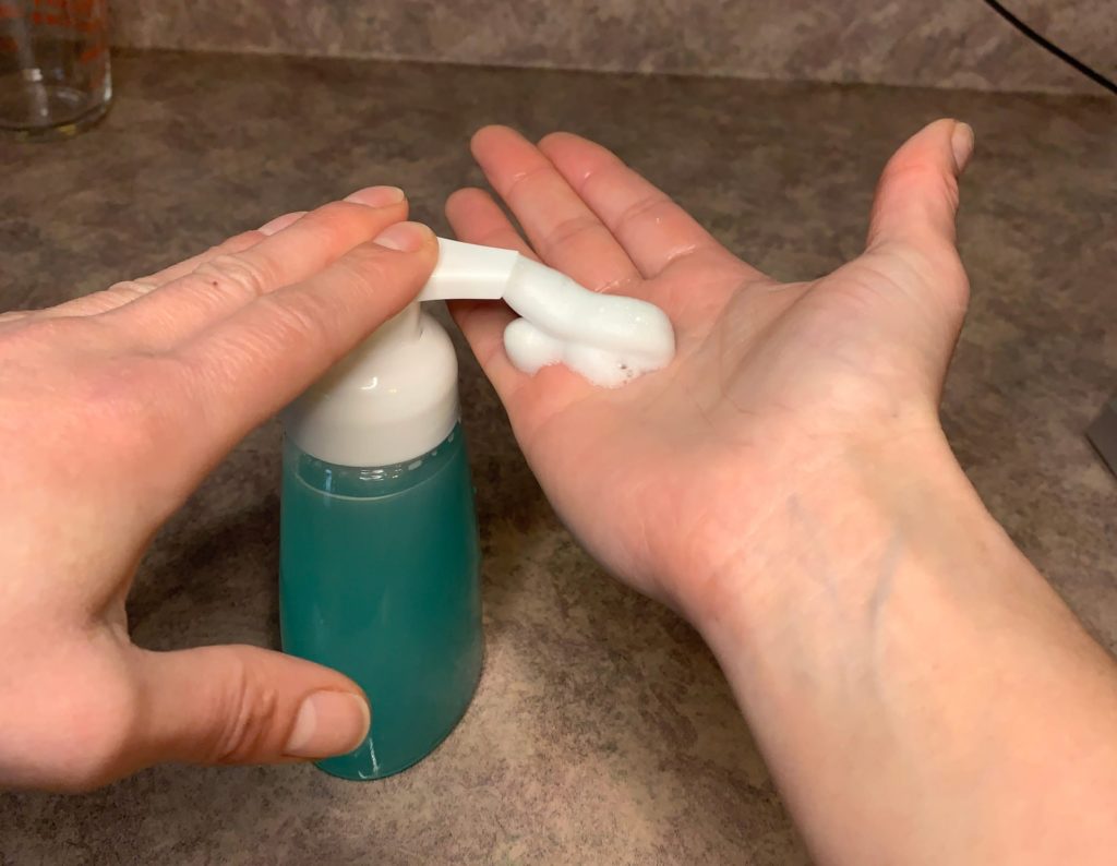 foaming hand wash using