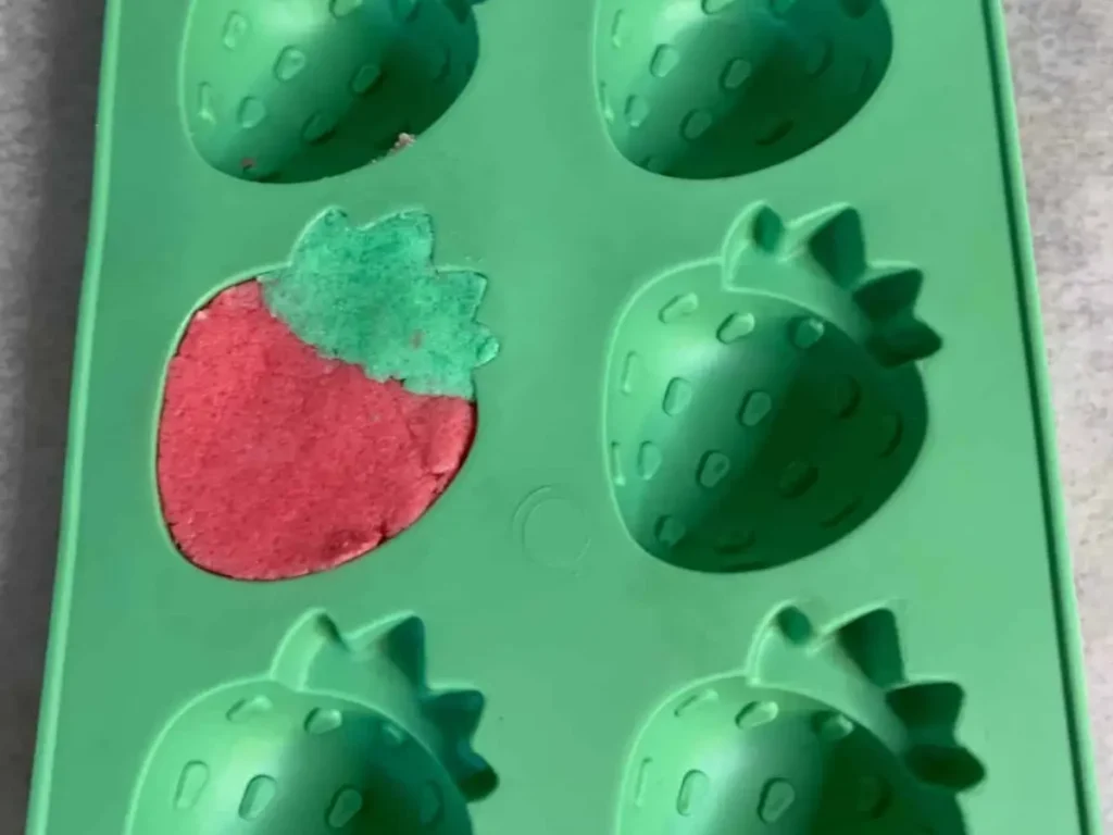smooshed flat into mold, bubble bar