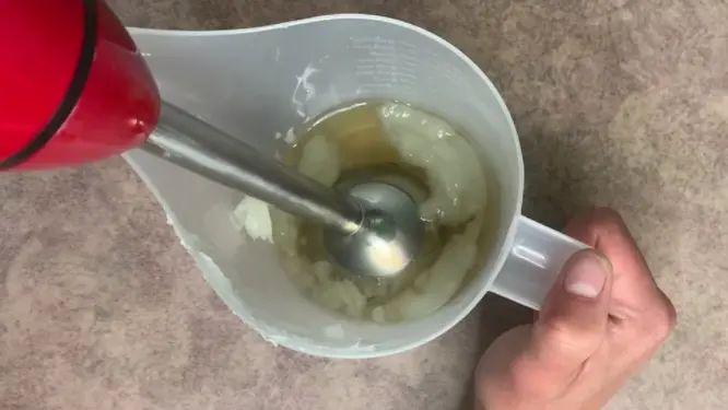 lotion emulsion forming after blending oil and water phases