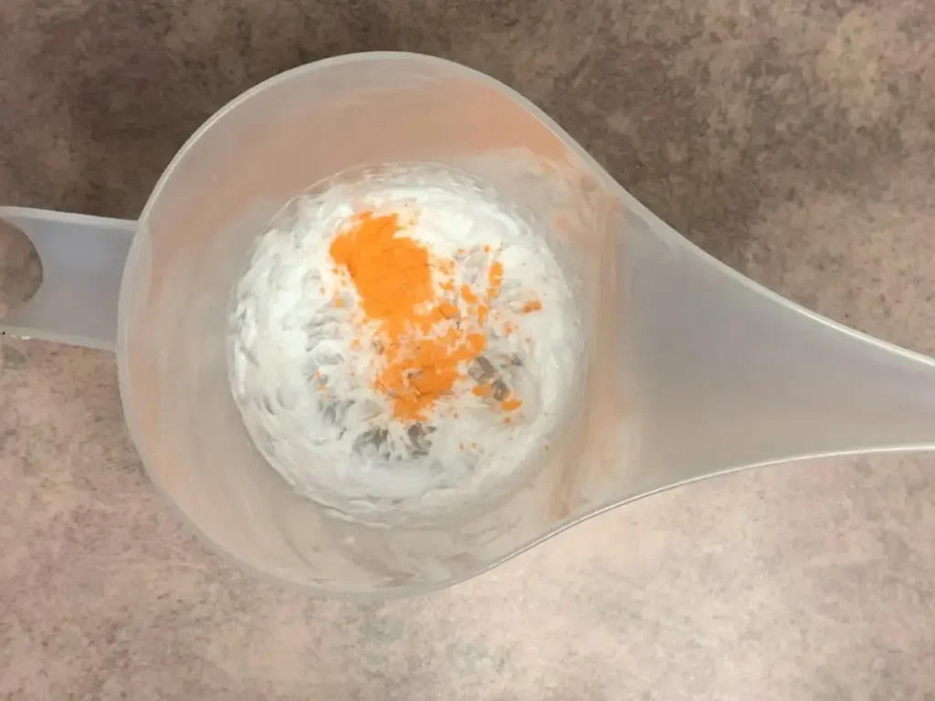 orange mica on top whipped soap base