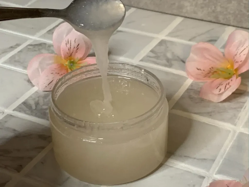 pouring dead sea salt final consistency
