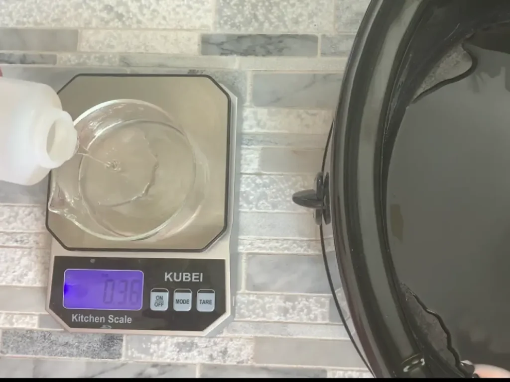 weighing ingredients for whipped soap base