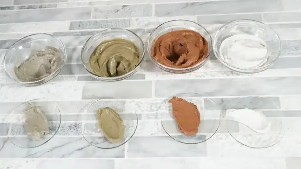 showing four types of clay masks you can make