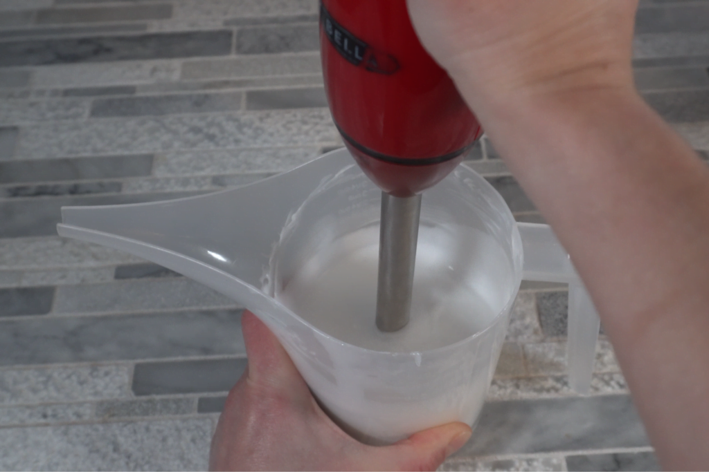 combining ingredients with an emulsion blender
