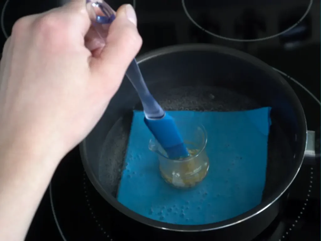 mixing solid perfume heat phase on double boiler
