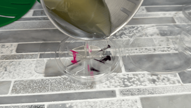 pouring was into clamshell