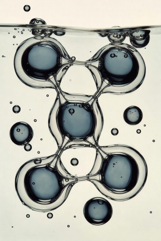 Oil and water droplets connected by emulsifier bridges