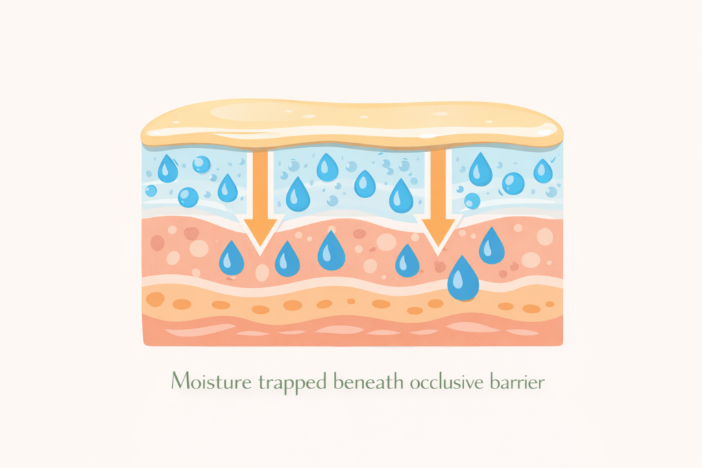Moisture trapped under occlusive barrier