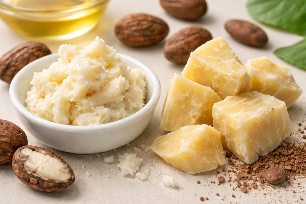 Natural butters and ingredients close-up