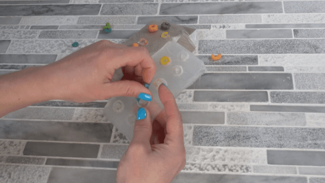 unmolding fruit loops from silicone mold