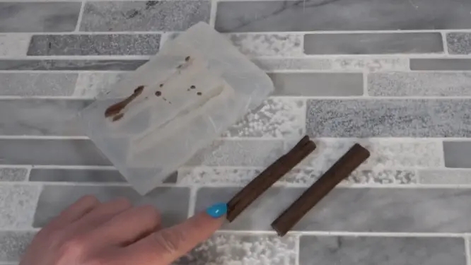 cinnamon stick embeds made with silicone mold
