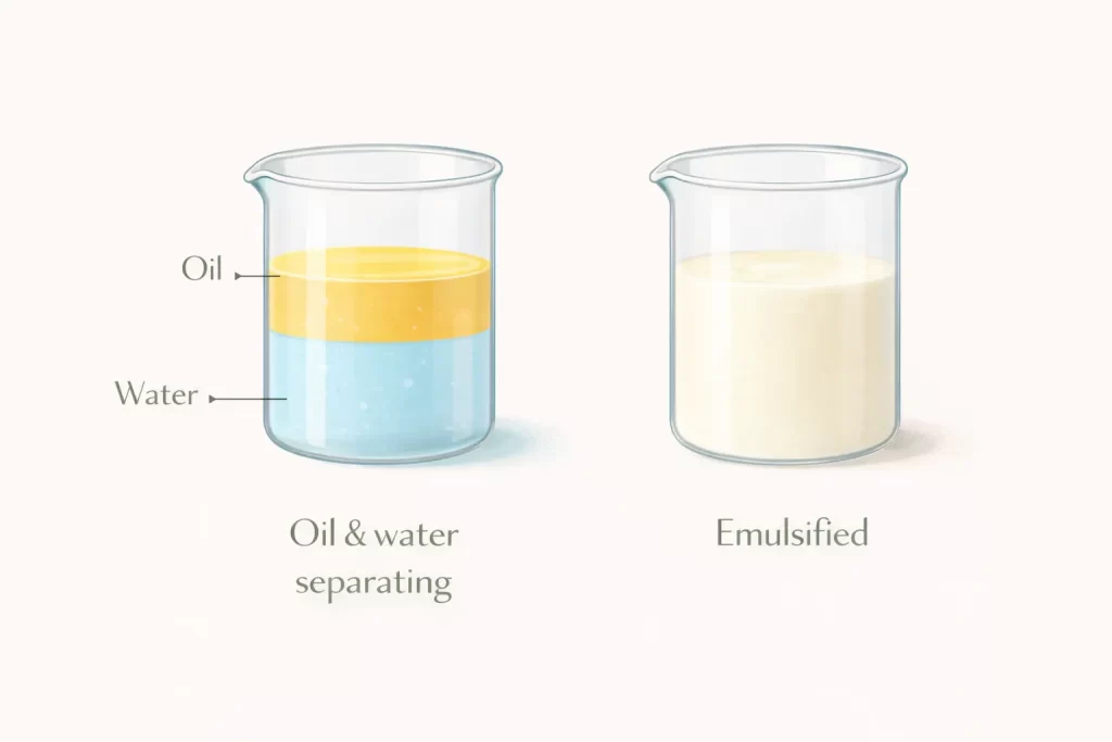 oil and water vs emilsified mixture