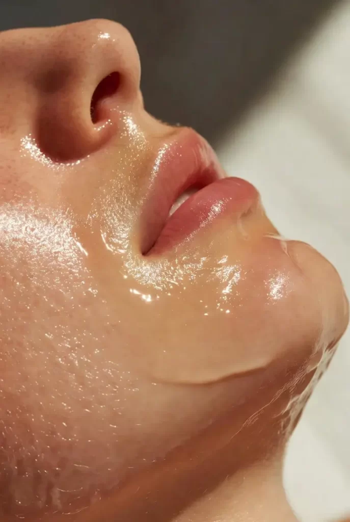 oil forming a protective layer on top of skin.