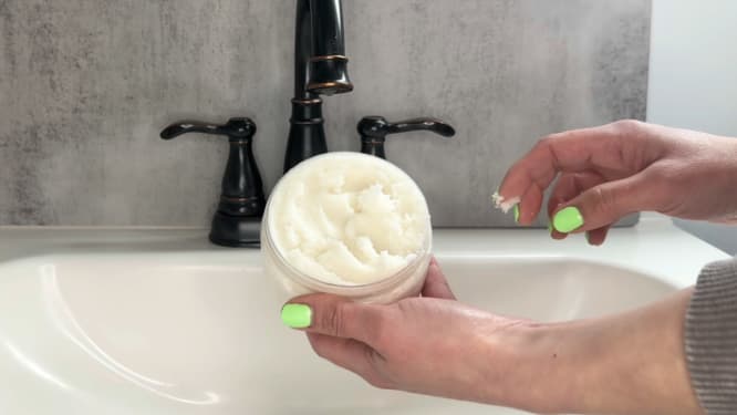 Finished homemade sugar scrub whipped