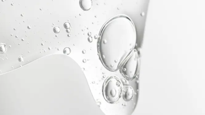 Hyaluronic acid gel texture showing water-binding consistency