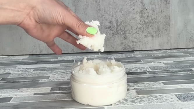 creamy whipped sugar body scrub in jar