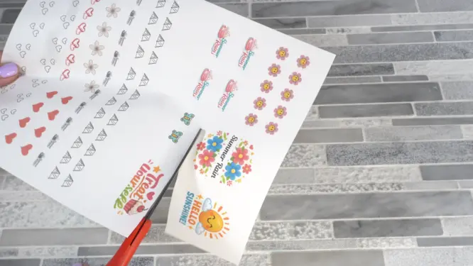 cut dissolvable paper image for soap embed