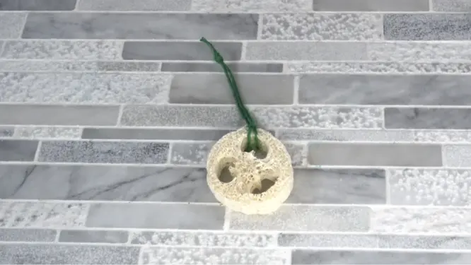 luffa sponge tied with twine placed in silicone mold for soap on a rope