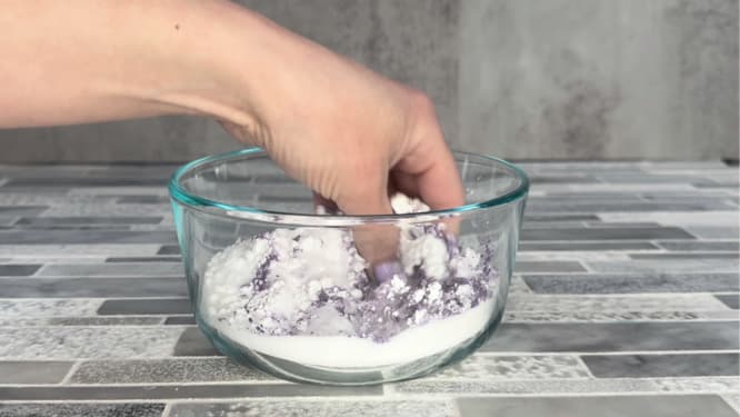 mixing dry ingredients for shower steamers