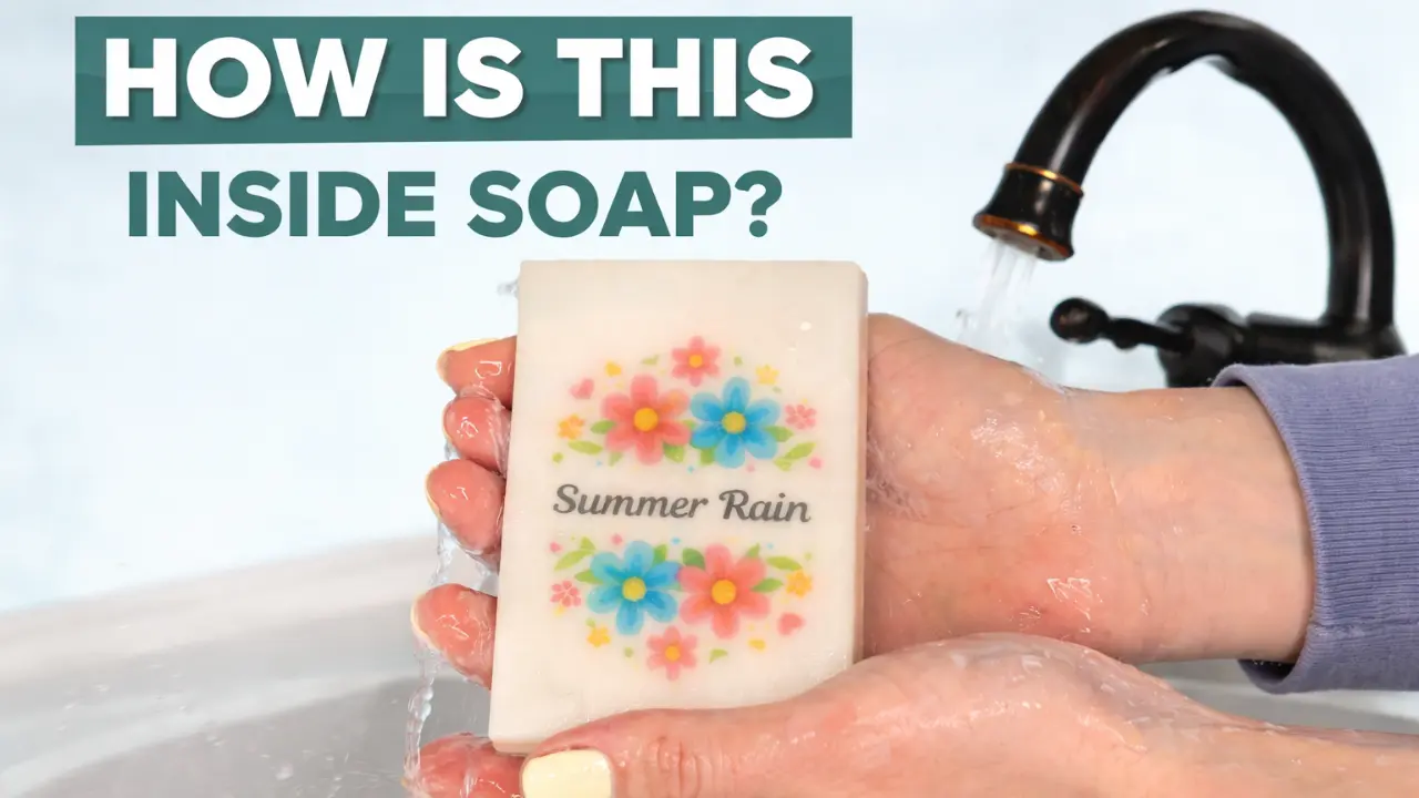 picture embed melt and pour soap with dissolvable paper design