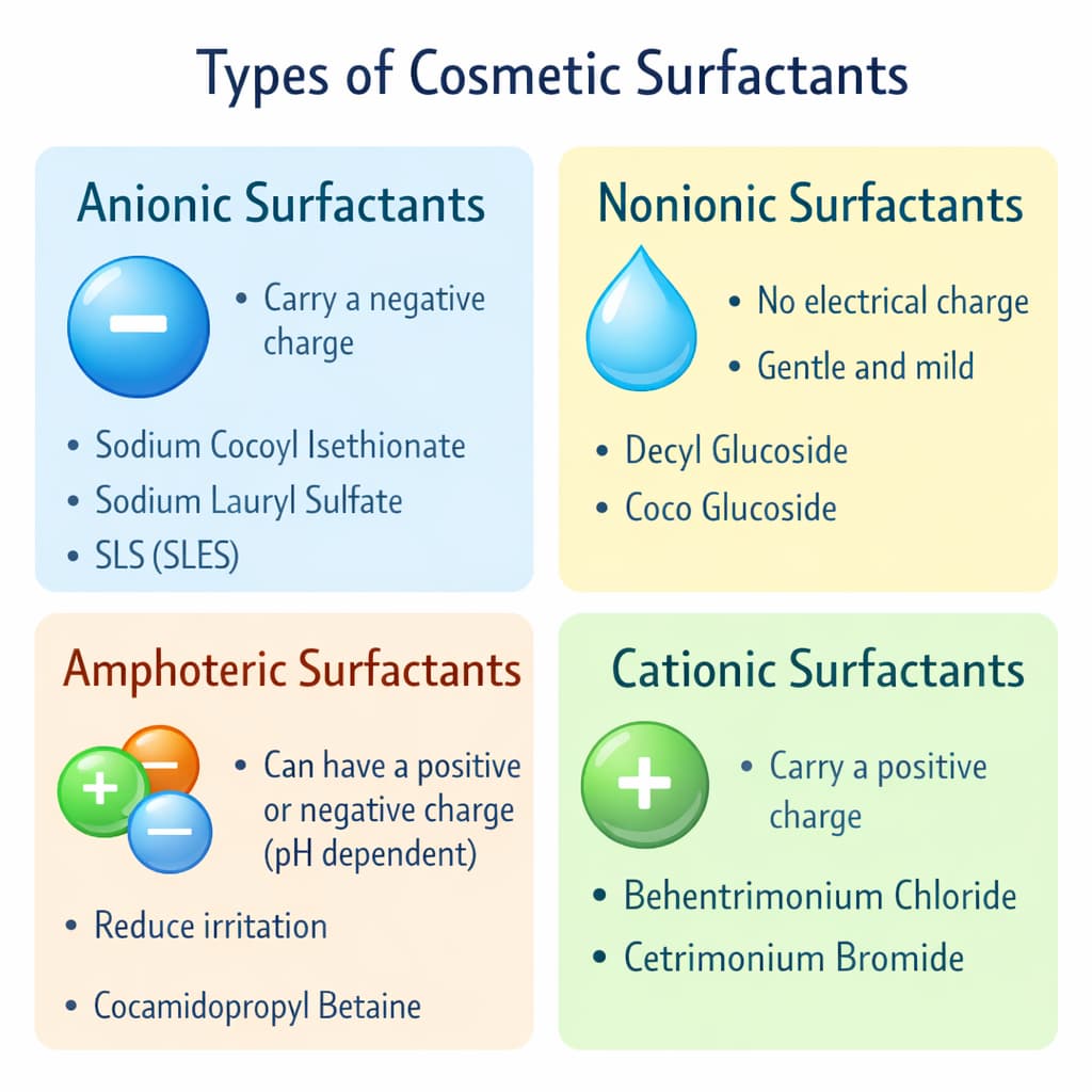 types of cosmetic surfactants chart