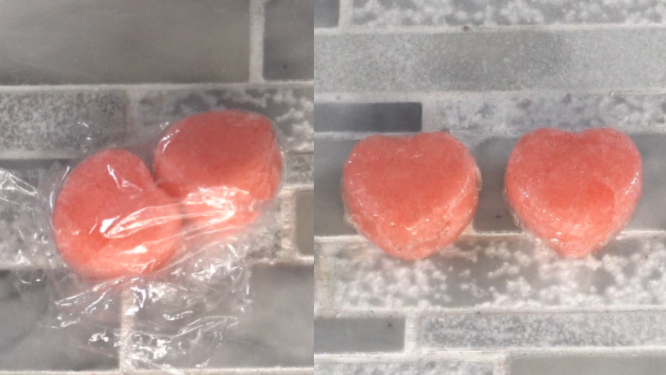 Solid Sugar Scrub before and after shrink wrap