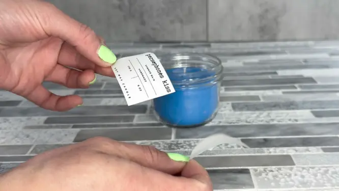 adding candle label to homemade candle