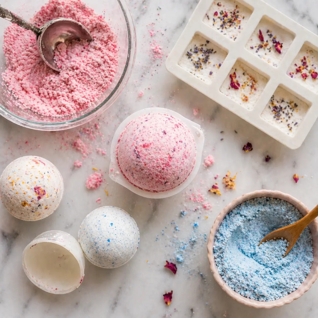 how to make bath bombs, shower steamers, bubble bath