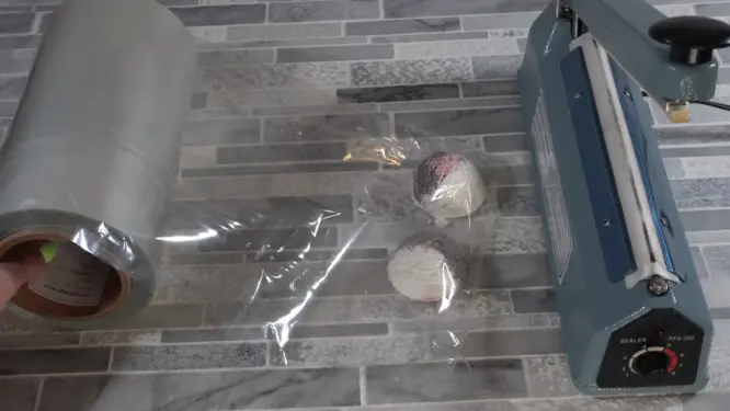 bubble bar inside shrink wrap before sealing 